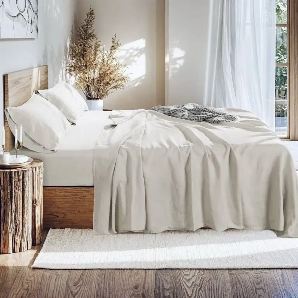 Modern Antiquity King Linen Cotton Sheet Pillowcases Set Hypoallergenic Luxury